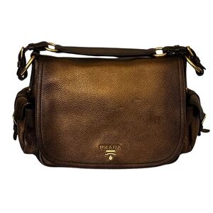 Prada Bronzed Leath Shoulder Bag